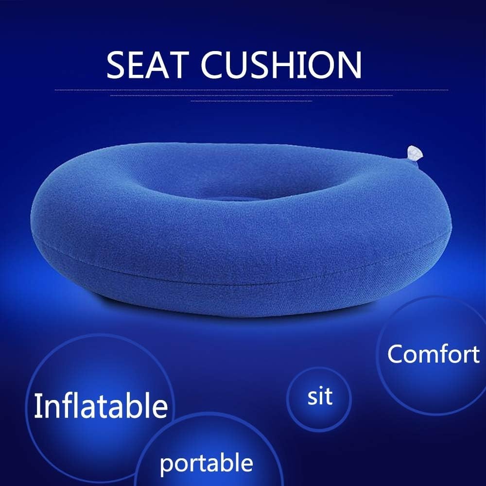 Blue Inflatable Ring Cushion - Reduce Sciatica Pain with Soft, Easy-Clean Design