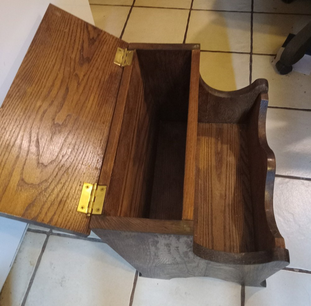 Solid Oak Magazine Rack Footstool / Side Table (MRT-30)