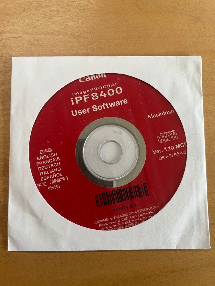 Canon IPF8400 Plotter, MACINTOSH OEM installation single DVD/CD