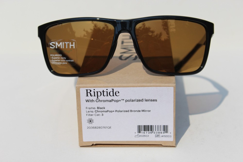 SMITH OPTICS Riptide POLARIZED Sunglasses Black/ChromaPop+ Bronze $229