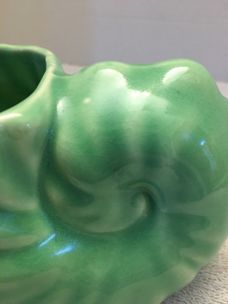 Vintage Planter Shell Shape Green Unmarked