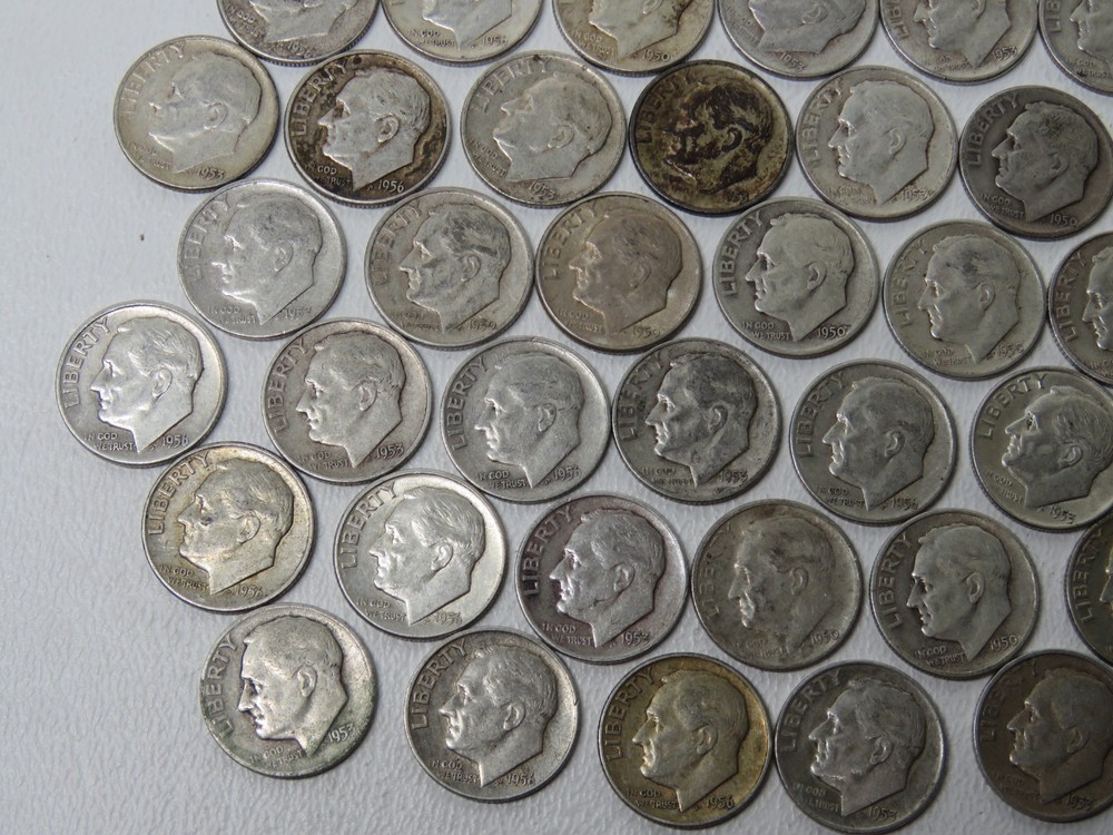 1960's Silver Dimes - 54 Count, 85.70 dwt