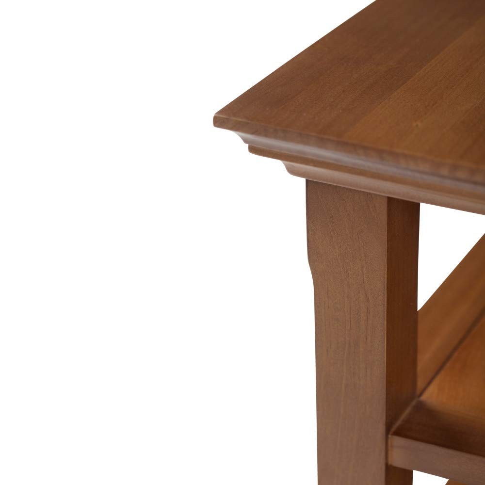 Acadian End Table - 19 inch Wide Solid Wood Square Side Table with 2 Open She...