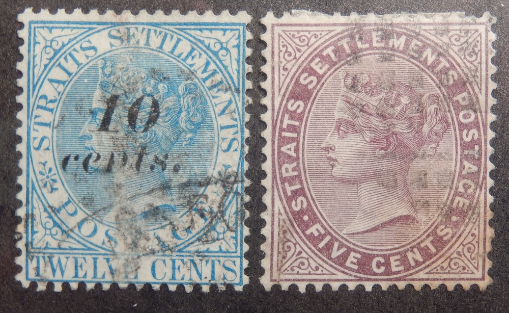 Straits Settlements Scott # 34, 38, Used