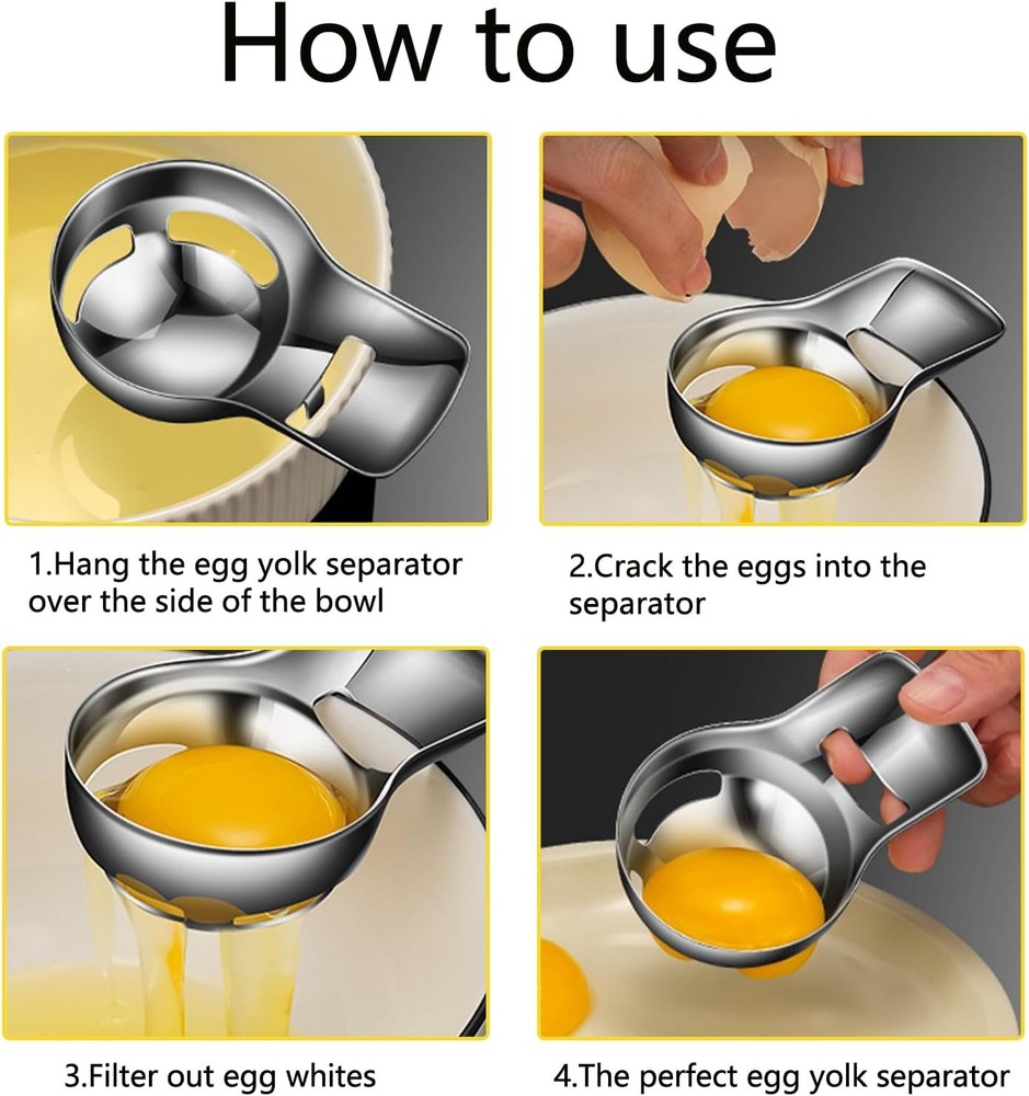 Egg Yolk Separator, Cracker Tool for Raw Eggs, Food Grade Stainless...