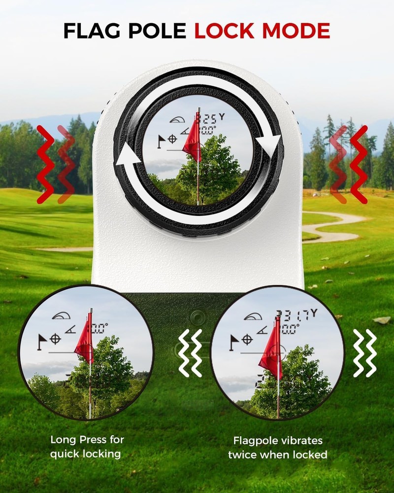 Compact Waterproof Golf Rangefinder with 7X Magnification & Flag Locking