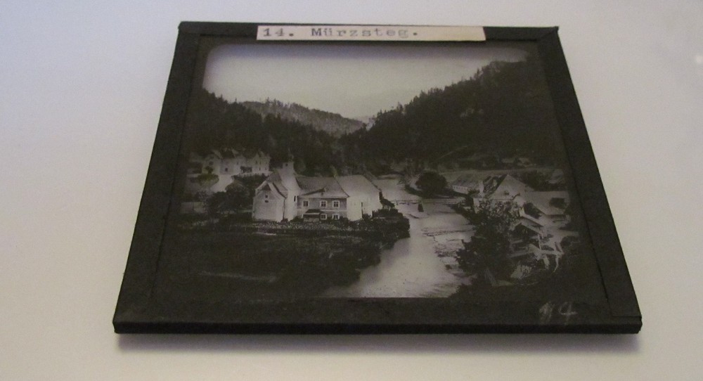 Glass Magic lantern slide MURZSTEG C1900 AUSTRIA .
