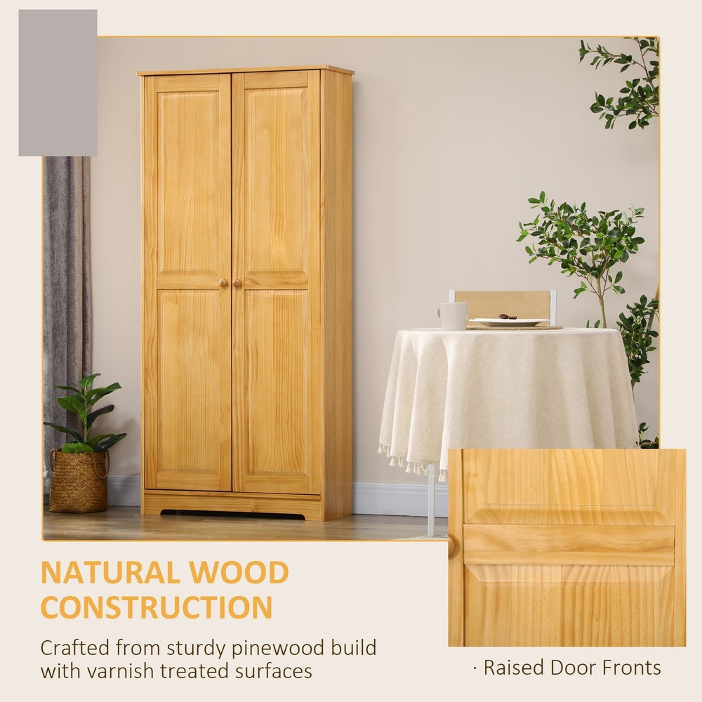 67" Pinewood Kitchen Pantry Storage Cabinet