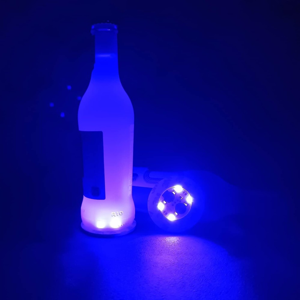 HANCIRCLE LED Coaster Blue,12 Pack Light Up Coasters,LED Sticker Blue