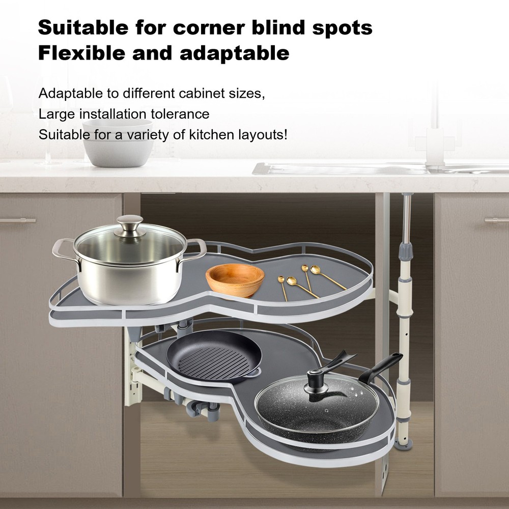 Kitchen Blind Corner Cabinet Pull Out Shelves 2-Tier Left Pull-out Organizer