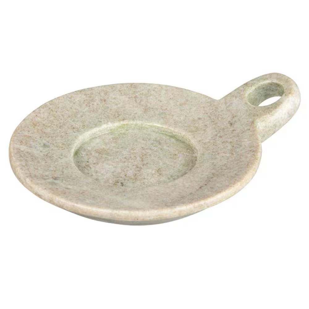 7.5 In. Freestanding Dish in Beige with Handle
