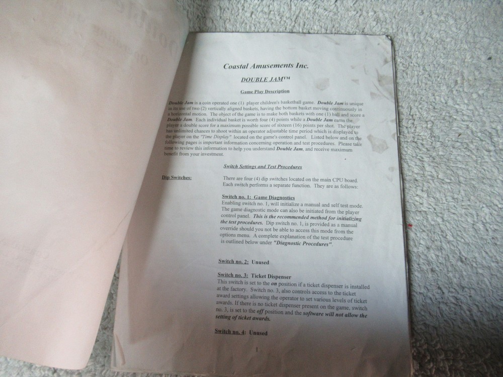 DOUBLE JAM COASTAL arcade game manual