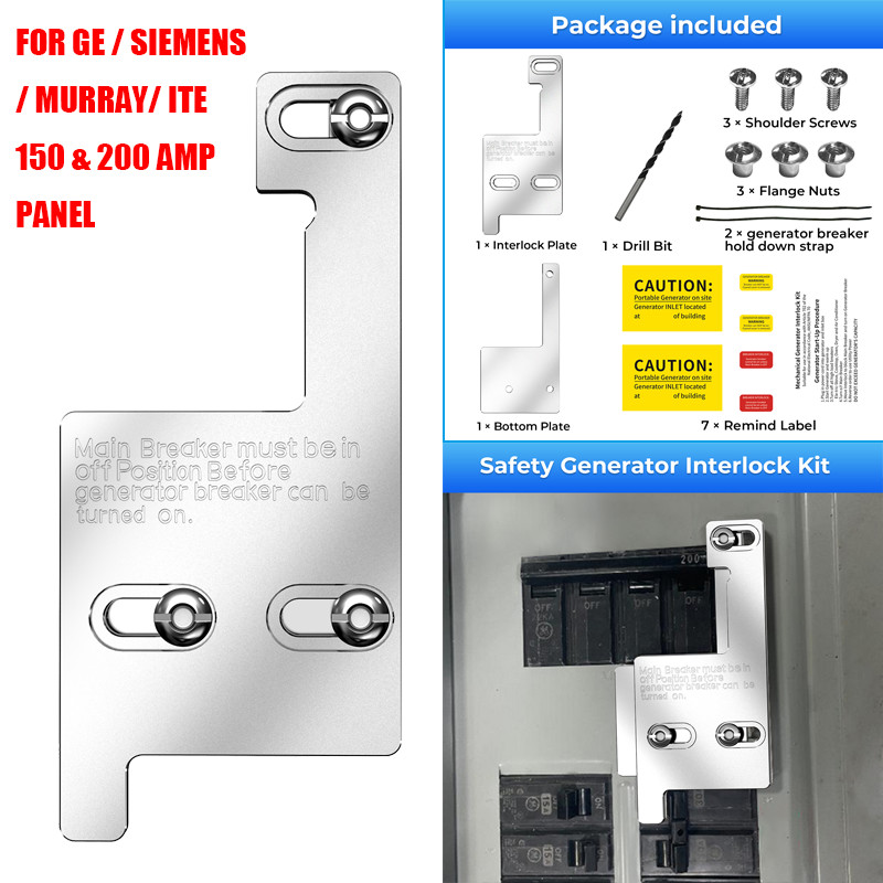 Generator Interlock Kit For GE Siemens Murray ITE 150 200 Amp Panel