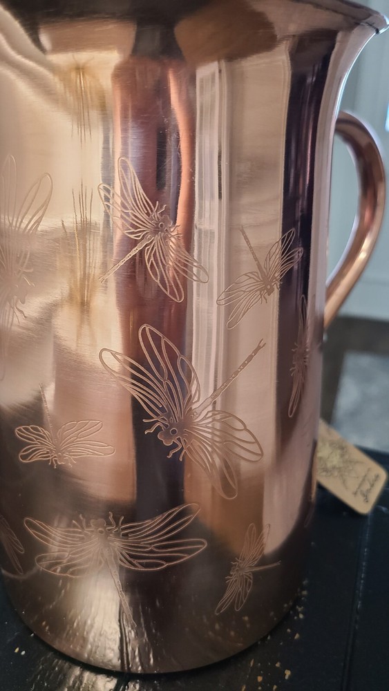Handcrafted Copper Dragonfly Water Pitcher