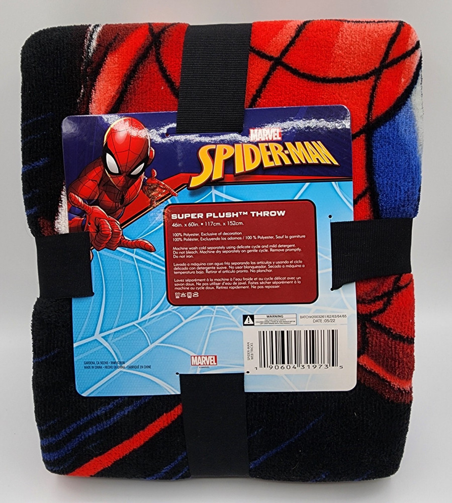 NEW! Marvel Spider-Man Super Plush Throw Blanket 46 x 60"