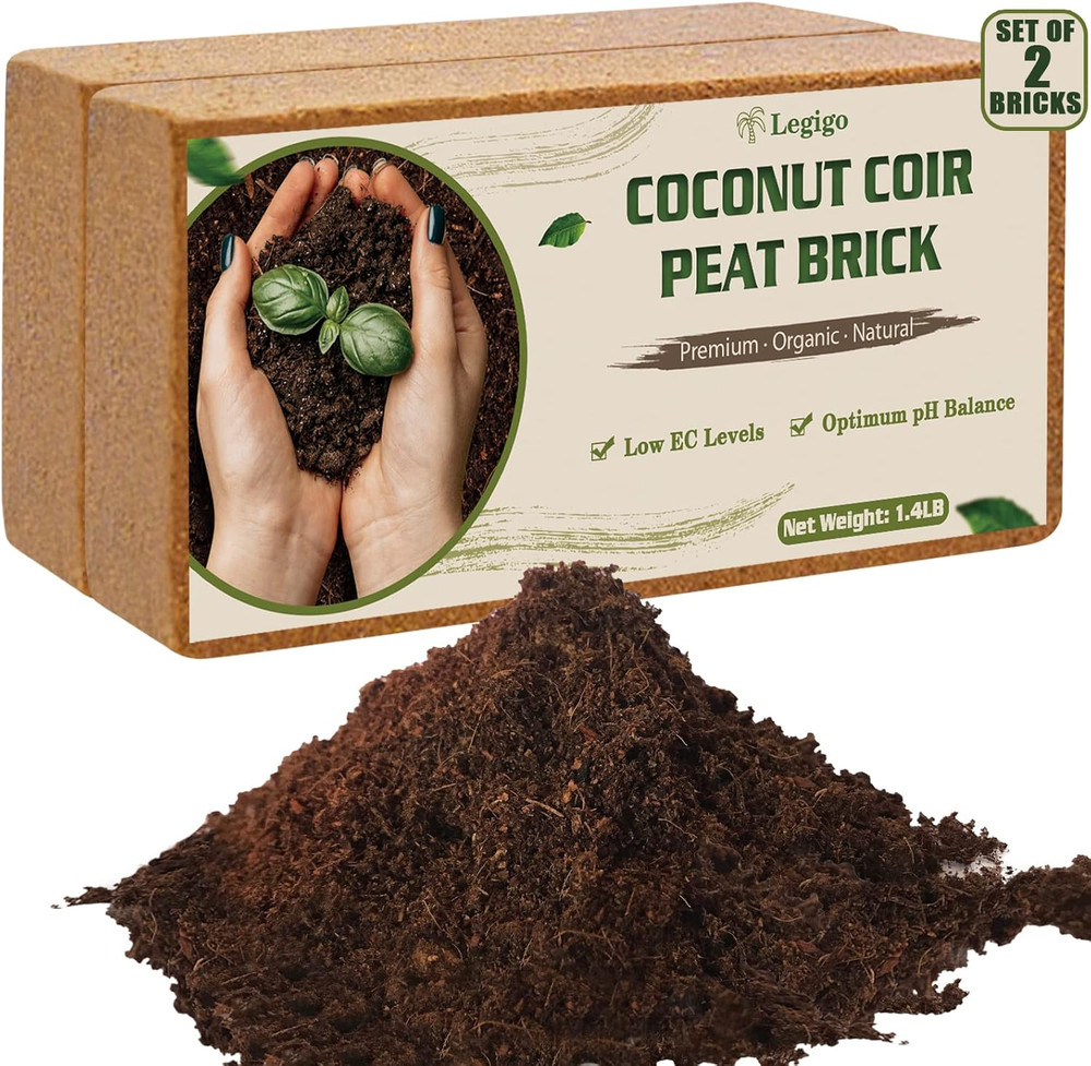 2 Pack Premium Coco Coir Brick for - 100% Organic Compressed Coconut Coir Bricks