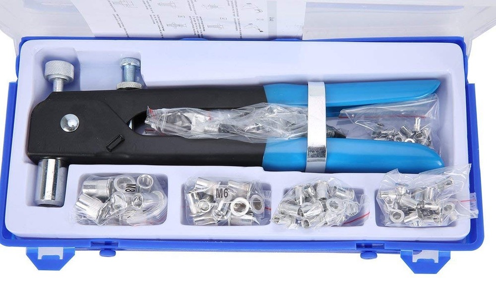 FreeTec Threaded Rivet Nut Setter Insert Tool Kit 86pcs Hand Riveter Rivnut N...