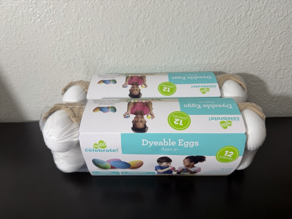 2 Dozen Easter Dyeable Plastic Eggs & Liquid Dye Packets New Sealed Package!!