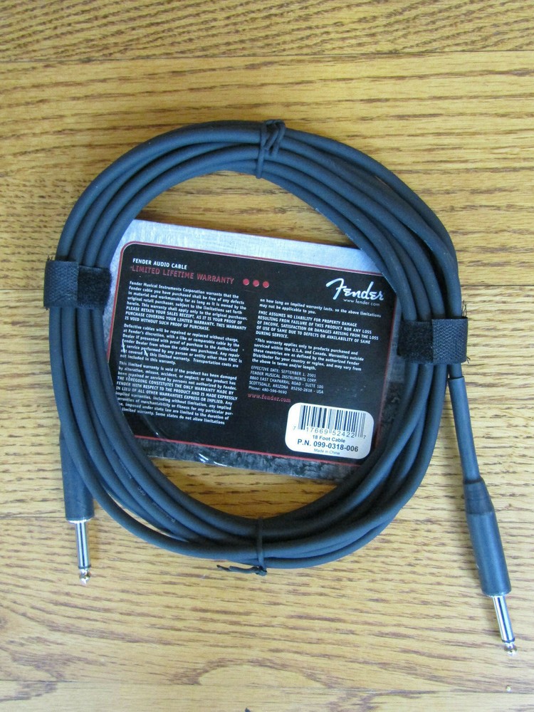 FENDER ELECTRO-VOLT BLACK GUITAR CABLE / CORD - 18' FOOT
