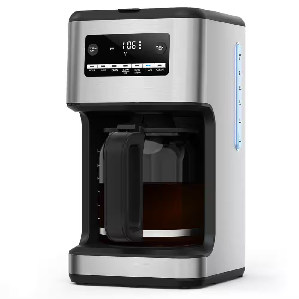 14-Cup Coffee Maker with Carafe Brewer & Timing Function in Silver