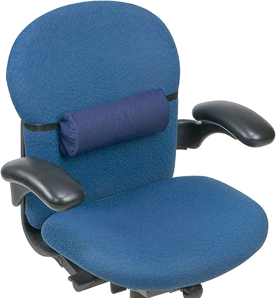 Lumbar Roll Back Support Cushion Pillow, Half-Moon Size, Navy