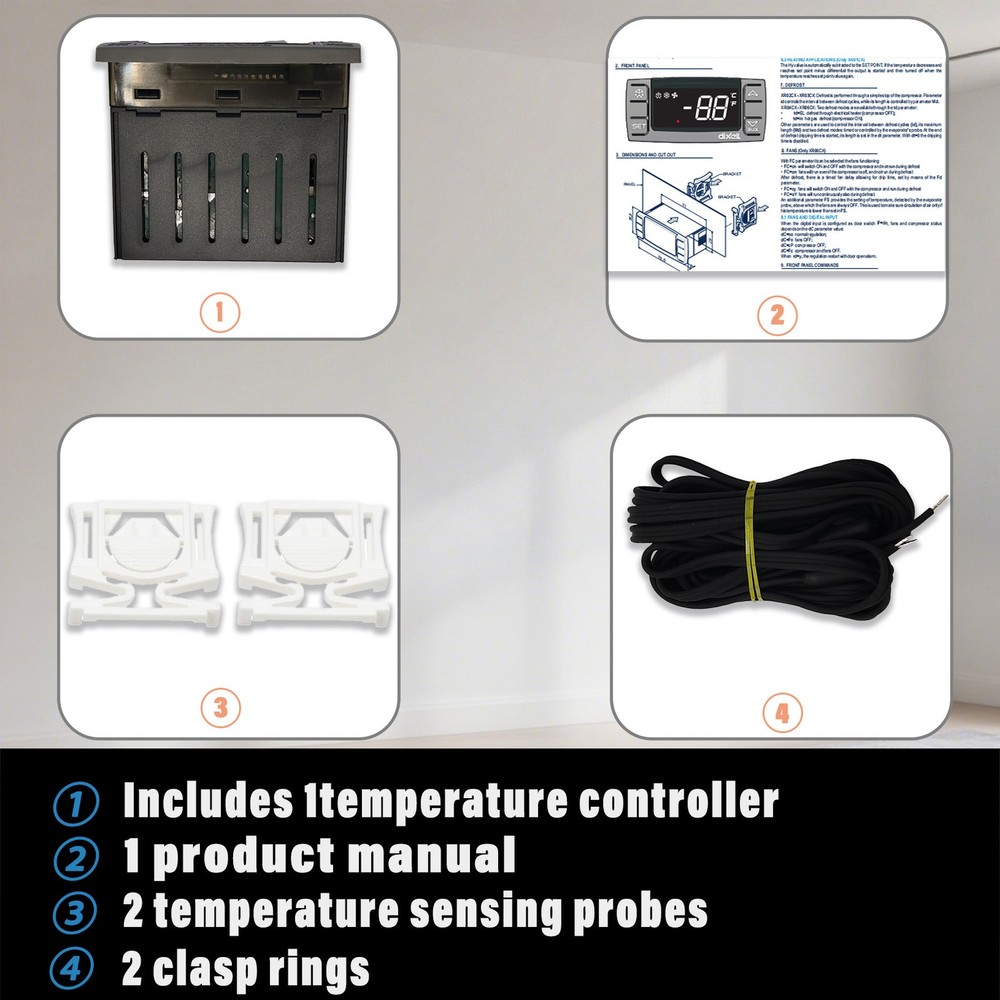 For Dixell Programmable Temperature Controller W/ Probes & Brackets XR06CX-4N1F1