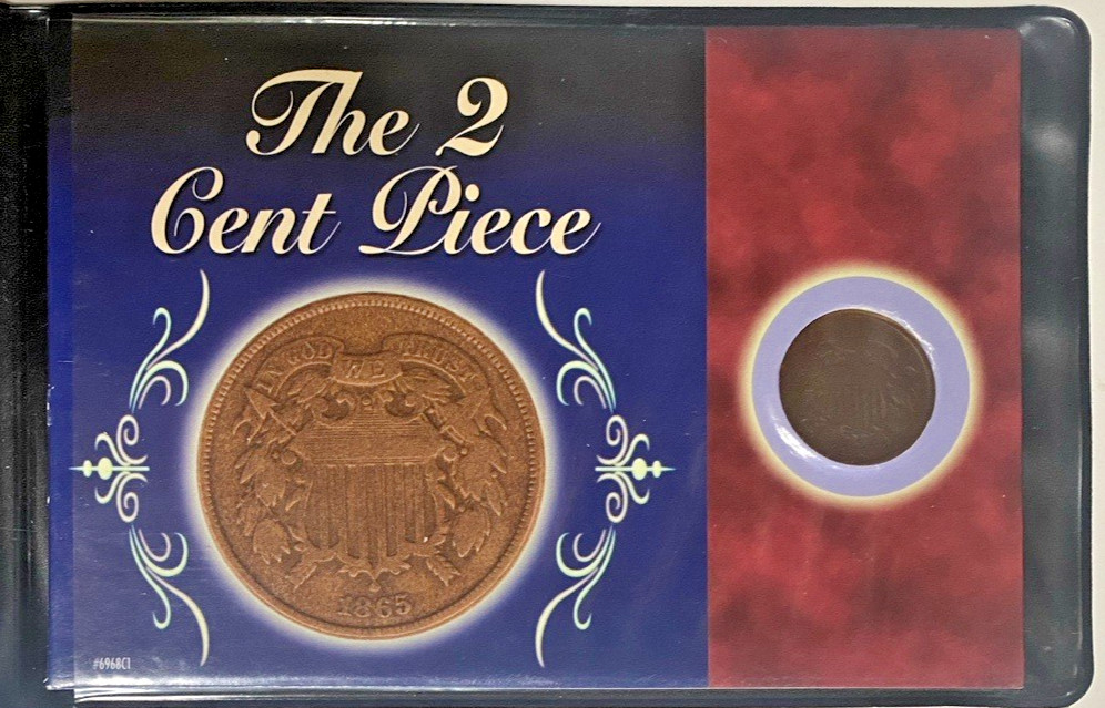 Antique 1864 The 2-Cent Piece In Display Case