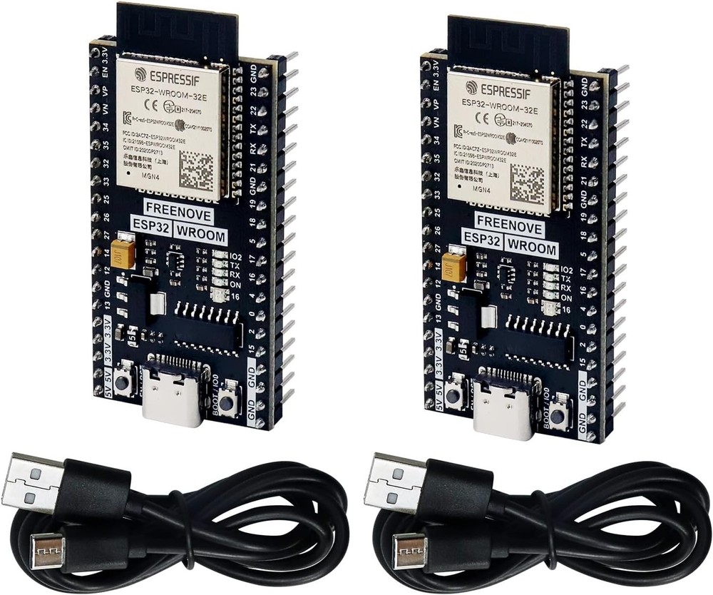Dual-Core 32-bit ESP32 Microcontroller Kit with Wireless and Tutorials (2 Pack)