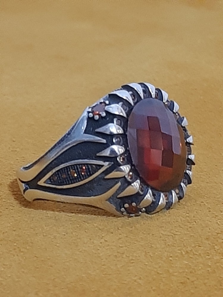 Mens 925 Silver Ring Emeralds Tourmaline Red Ruby Sterling Man Ring $
