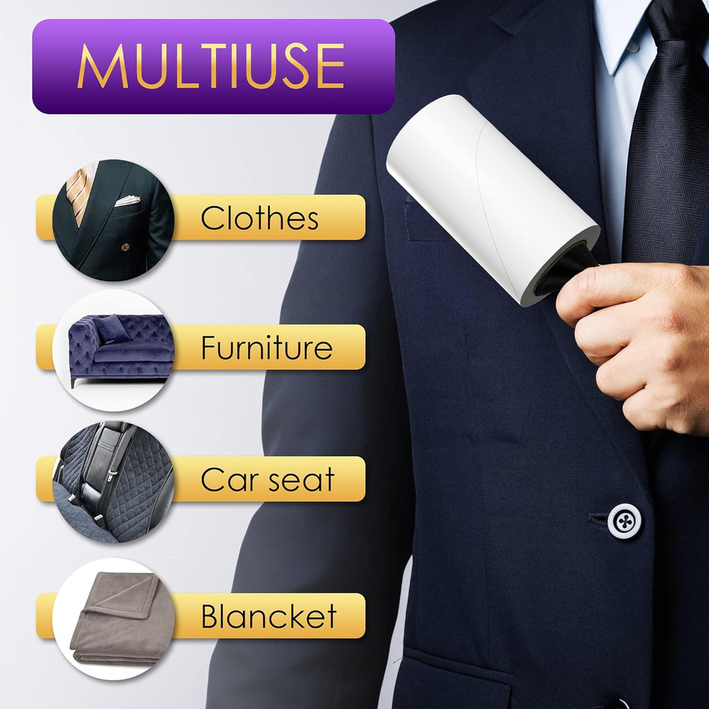 Lint Rollers Value Pack of 450 Sheets / 5 Refills, Sticky Roller, Lint Remove...