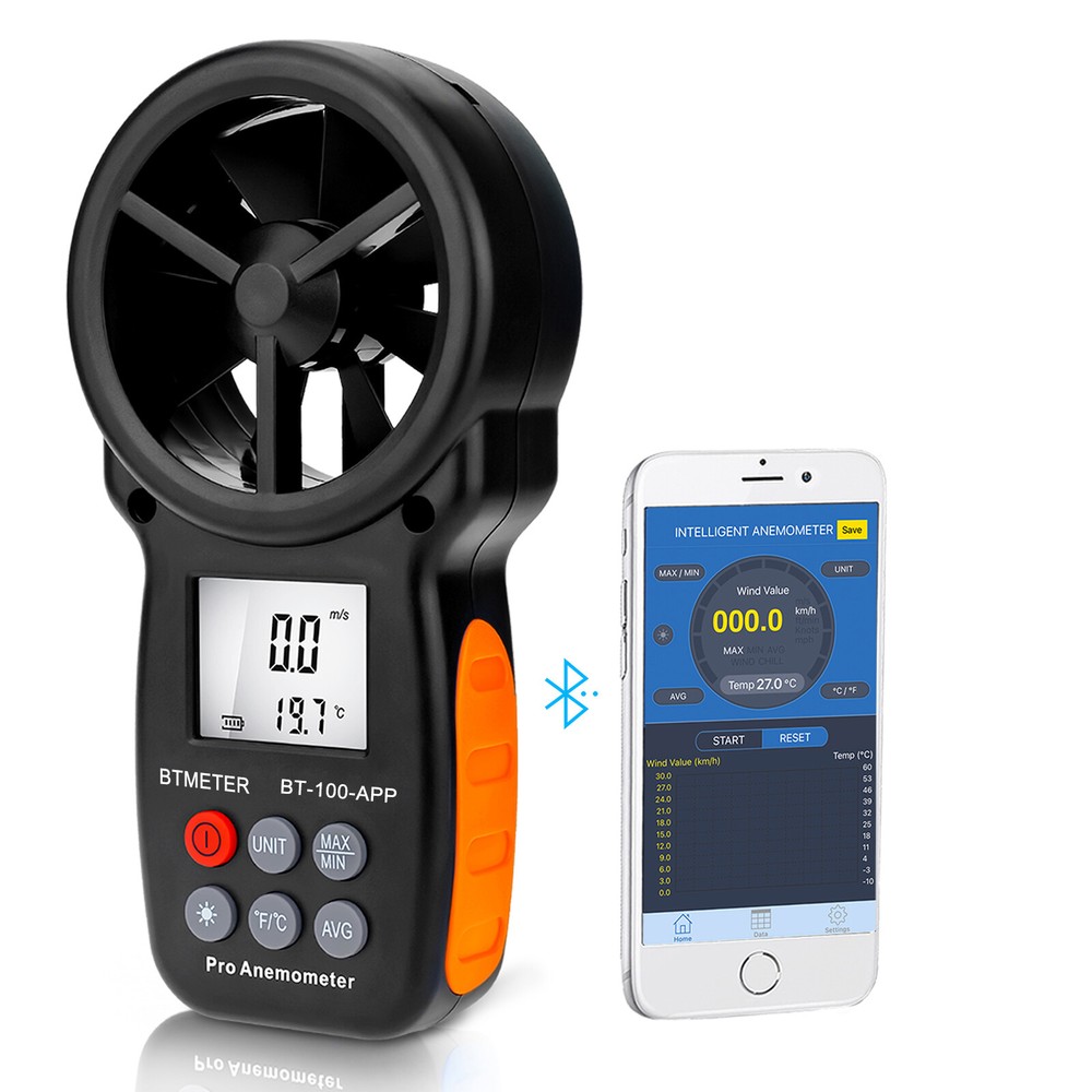 Bluetooth Anemometer Handheld Wireless Anemometer Wind Speed Meter 0.3~30m/s