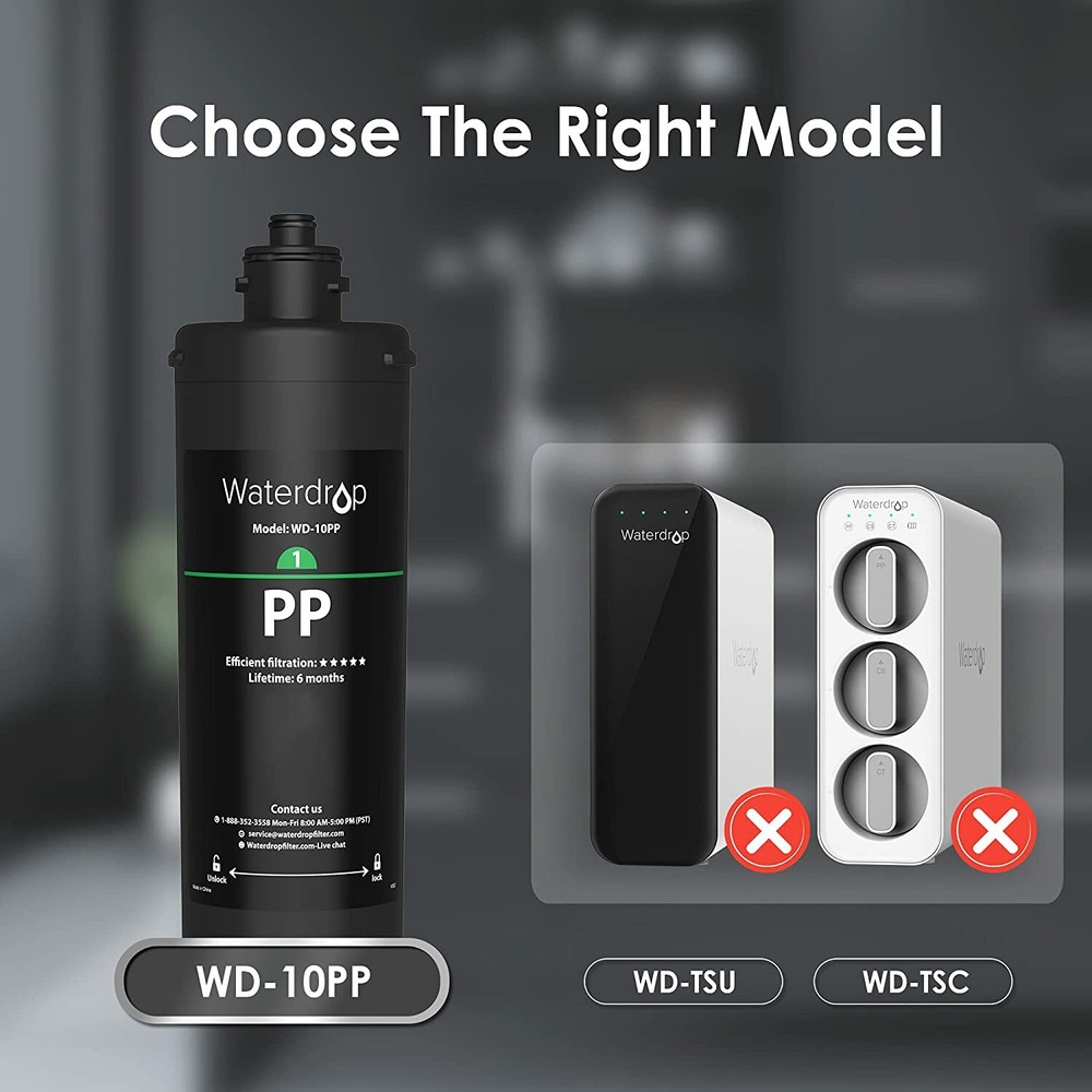 Waterdrop WD-10PP Under Sink Water Filter, Replacement TSA & TSB 3-Stage Under S