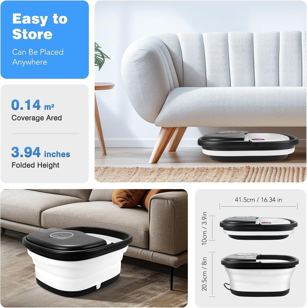 Collapsible Foot Spa Bath with Heat & 16 Rollers - Remote Control