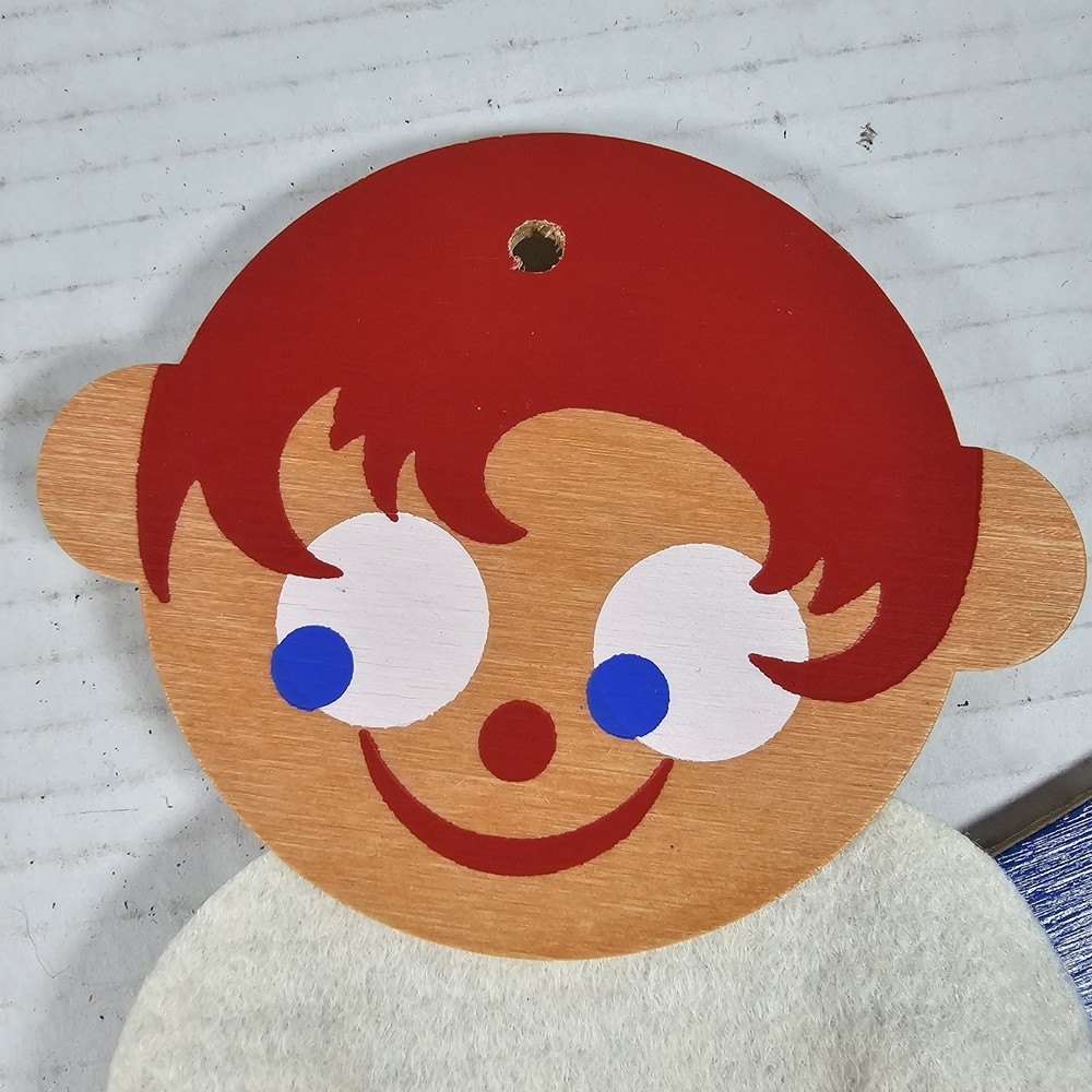 Vintage Wood Pull String Toy Clown - Made In Germany
