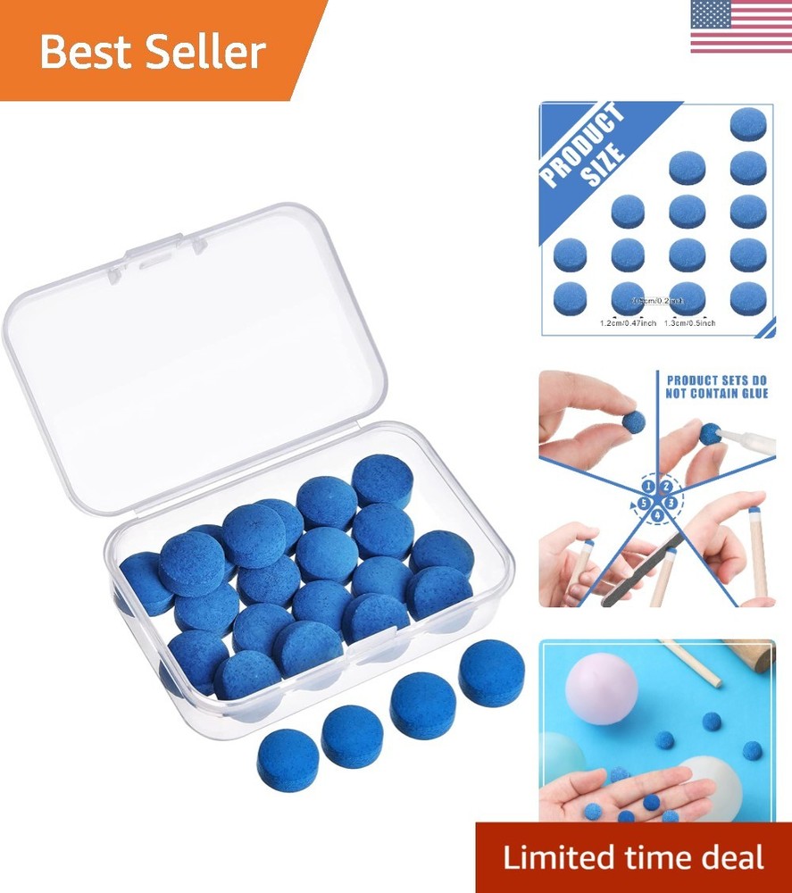 20 Pcs Billiard Cue Tips Replacement Kit - Durable 12/13mm Tips with Storage Box