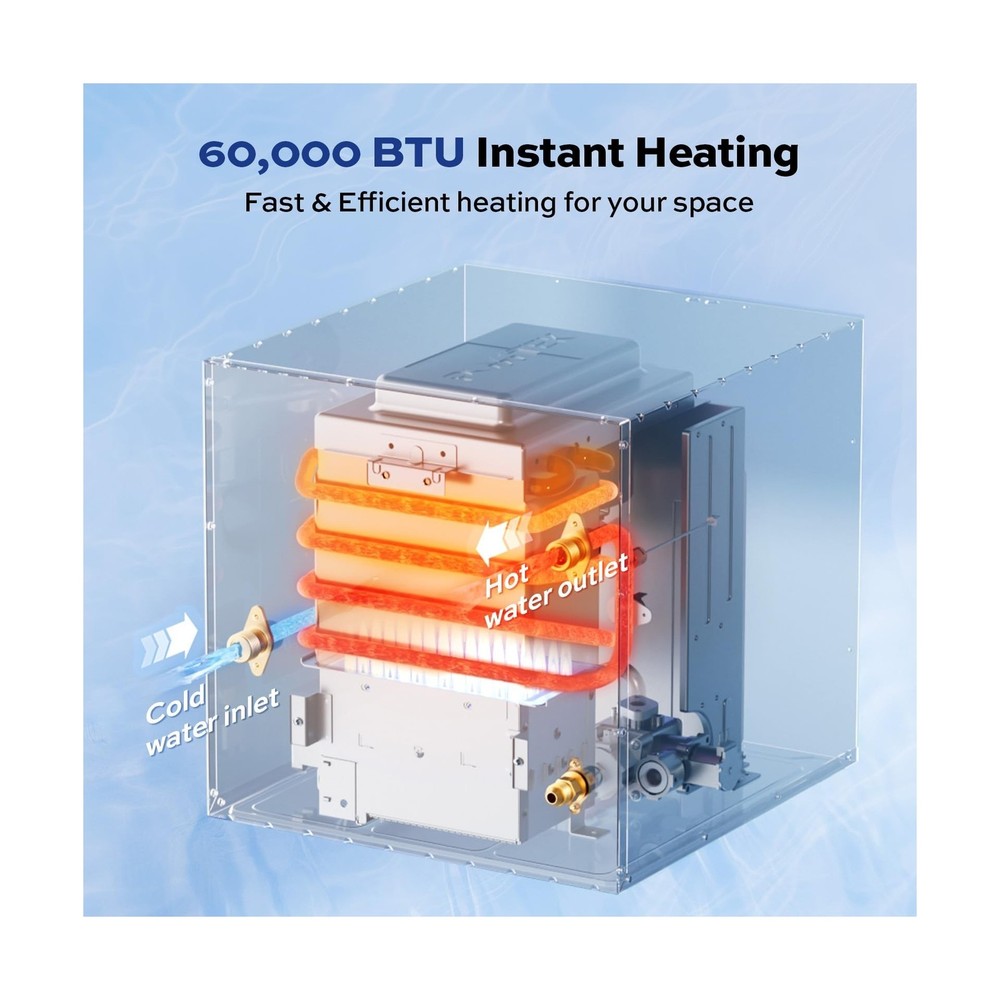 ORBEK ORBEK 60,000 BTU RV Tankless Water Heater, Propane Gas On-Demand Instan...