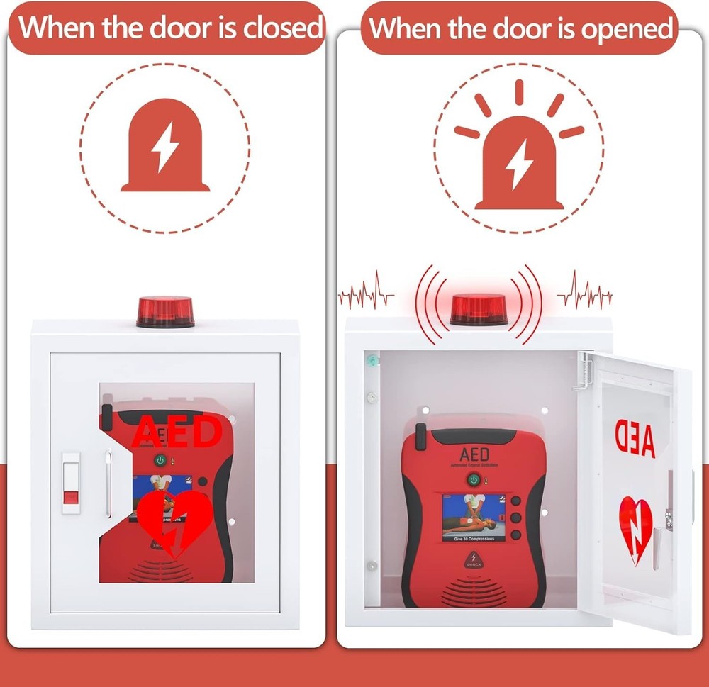Durable Steel AED Cabinet with Secure Lock and Visual Identification Window