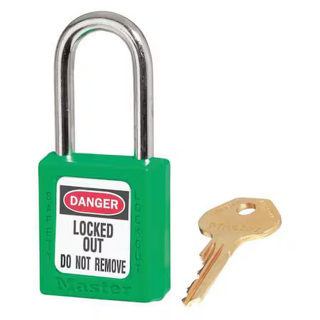 Master Lock 410S6grn Lockout Padlock, Keyed Different, Thermoplastic, Standard