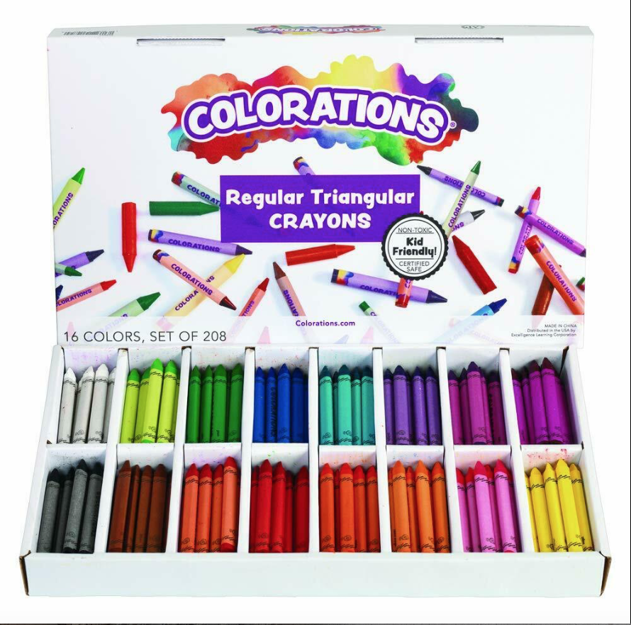 Colorations CRSTC Regular Size Triangular Crayons 208 Pack