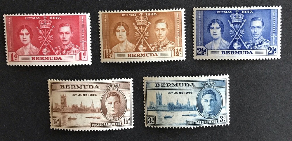 BERMUDA #115-7, 131-2 Mint, Never Hinged
