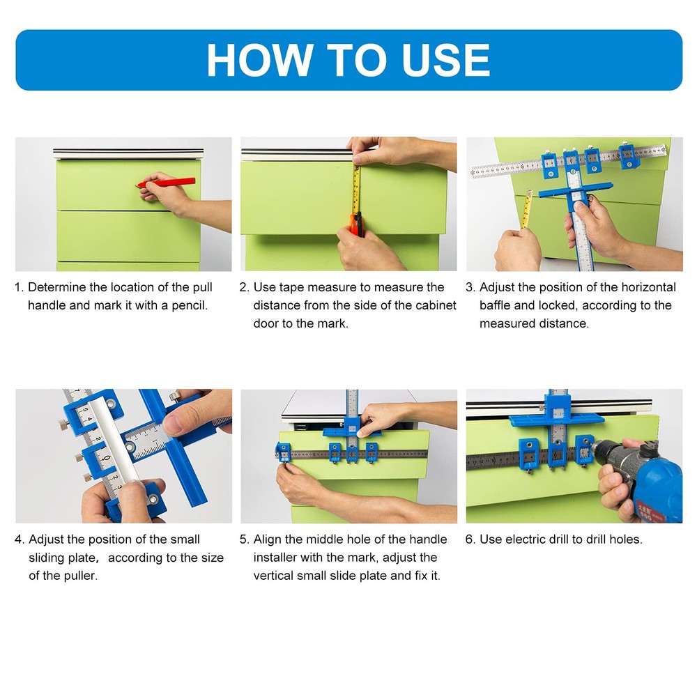 Cabinet Hardware Jig Drill Guide for Handles & Knobs Installation