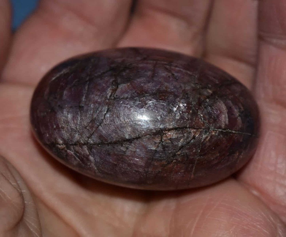 Shimmering Ruby Soap-Shaped Palm Stone #2