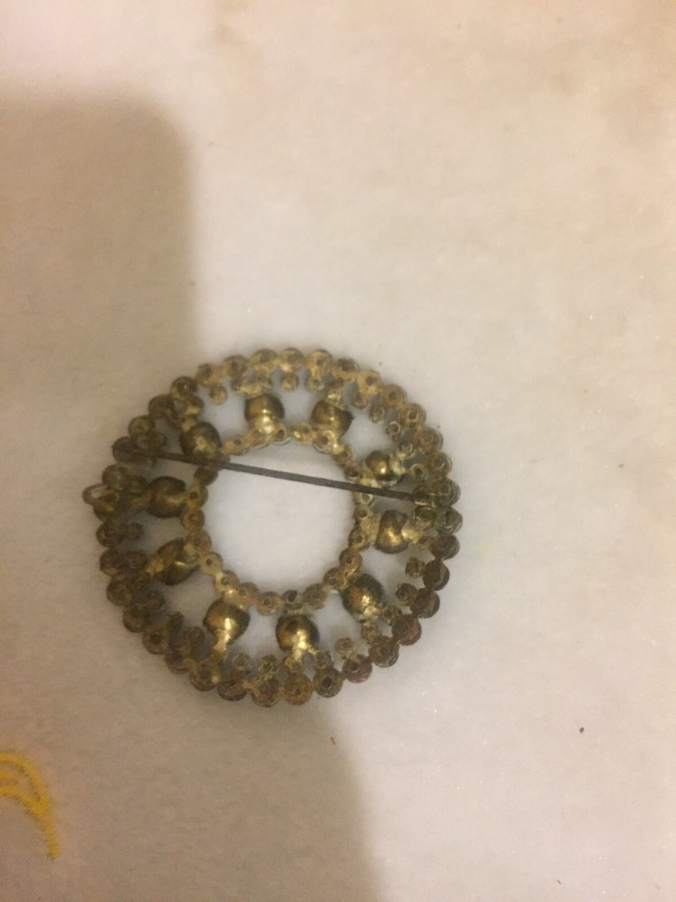 White Metal And Crystal Brooch