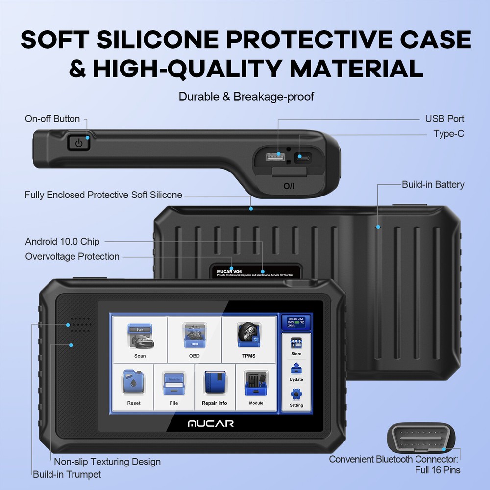 MUCAR OBD2 Scanner Diagnostic Tool All System IMMO Key Cod-ing Reader ABS TPM