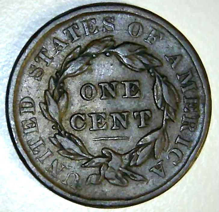 1837 US Coronet Large Cent, Plain Cords w/ Medium Letters (LJ15)