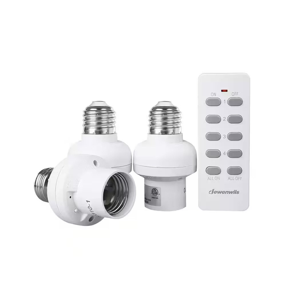 120-Volt Remote Control Light Bulb Socket Switch Kit, White (1 Remote plus 3 Soc