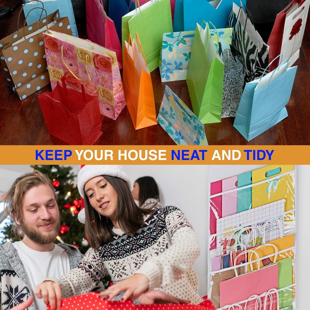 Hanging Double Sided Gift Bag Storage Organizer with Multiple Front and Back ...