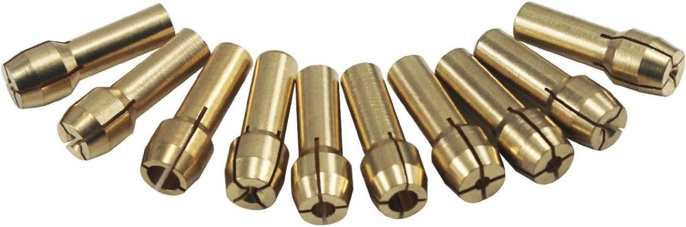 Assorted Sizes Brass Collets - 10-Piece Set for Precision Rotary Tool Use