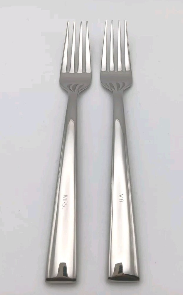 Lenox Continental Dinning  Mr & Mrs Wedding Cake 2 Pc Fork Set 18/10 Stainless