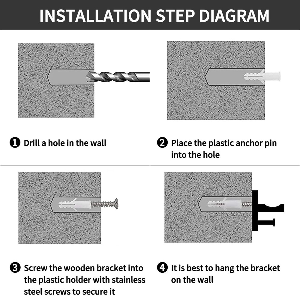 Baseball Bat Display Case Holder Horizontal Wall Mount Solid Wood Rack Brackets